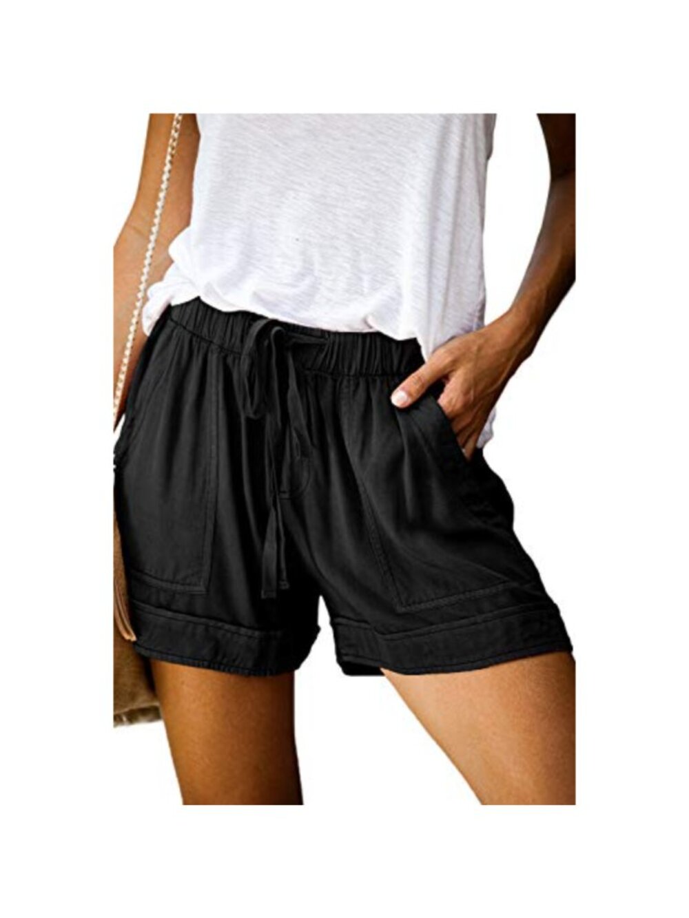Womens Comfy Drawstring Elastic Waist Summer Shorts Pockets Casual Loose Cotton